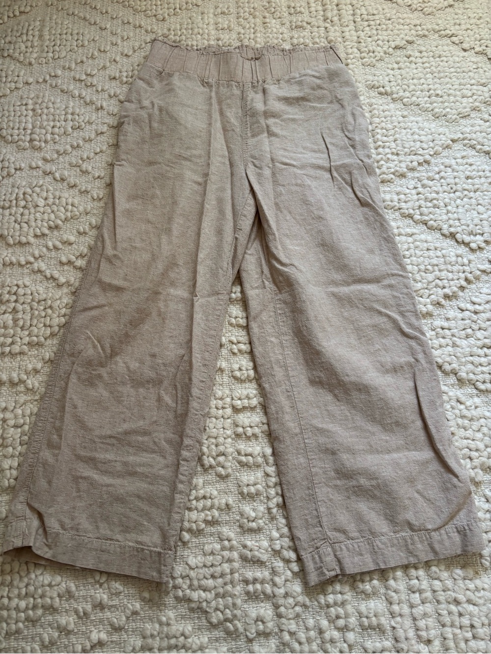 Joe Fresh Light Beige Wide-Leg cotton/linen Waist Chinos